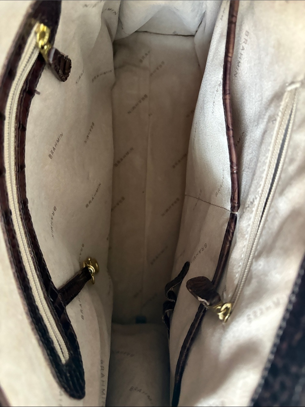 Brahmin Anywhere Tote- Truffle Melbourne Croc-Embossed Leather Tote in Brown - Picture 7 of 9